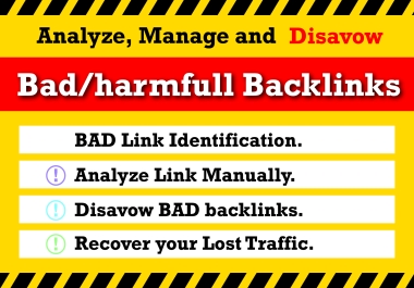 I will manually audit and disavow bad toxic backlinks and remove spam score