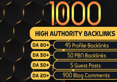 Get 1000 High Authority Backlinks,  Blog Comments,  Profile Backlinks,  PBNs,  Guest Posts