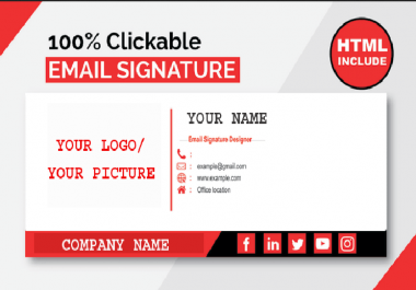 I will make a clickable HTML email signature for outlook,  gmail etc