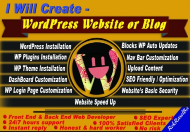 I will create WordPress Website or Blog,  Personal Portfolio,  Business