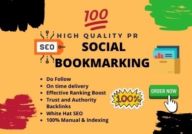100 Dofollow social bookmarking on 50 to 98 DA sites for google rank