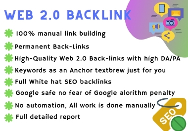 I will built 50 high authority WEB 2.0 backlinks for your site