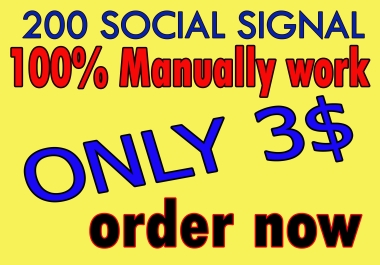 I will do 200 social signals on facebook, twitter, pinta rest, LinkedIn, tumblr, Instagram manually