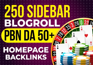 250 High Quality Sidebar Blogroll PBN Backlinks DA 50