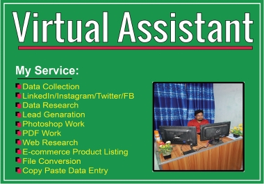 I will be your virtual assistant and do data entry,  web research