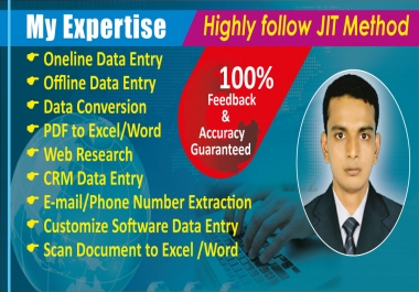 I will be virtual assistant for Data entry,  Data mining and copy paste