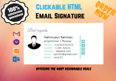I will make a suitable HTML email signature for all kind of emails