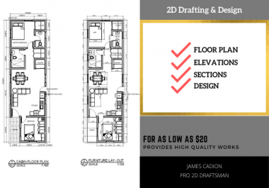 I will design and make 2d architecture drawings professionally