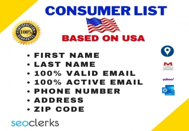 I will Provide you valid and active USA Consumer List