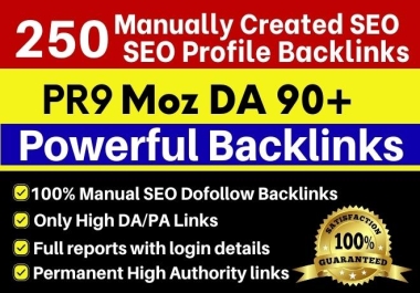 Manually Create 250+HQSafe High authority Profile Creation Backlinks Rank on Google
