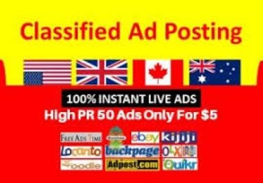 I Will Provide 50 Manual Classified USA Ads Posting for Google rank.