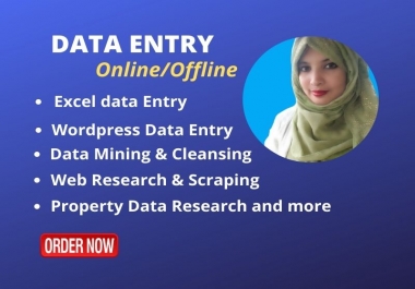 I will be your virtual assistant for Data Entry,  web research & scraping