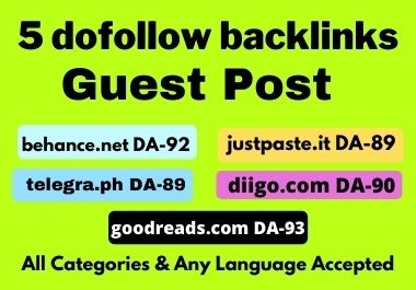 Powerful 5 High Quality guest post on DA-89+ dofollow backlinks service