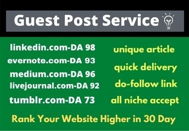 5 Guest posts from DA73+ General Blogs SEO dofollow backlinks service