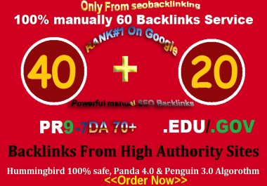 High Quality Top Ranker 40 PR-9 + 20 Edu/Gov DA 70+ High PR Safe Backlinks