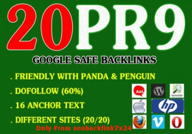 I will build Manually 20+ Excellent PR9 Backliinks 80+ DA High Quality SEO Domain Authority Permanen