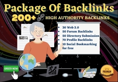 A Package of Manual High DA/PA Dofollow 200+ Web2.0,  Profile,  Directory,  Forum Backlinks.