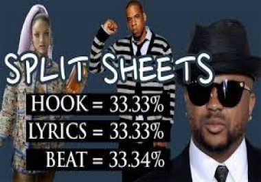 Musician Songwriter split sheet