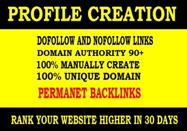 30 High DA social profiles setup or profile creations backlinks