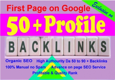Do Powerful 50+ offpage profile backlinks from high DA for your website.