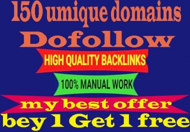 I will 150 unique domain dofollow backlinks with da 20plus
