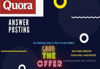 Get 20 High Quality Quora answers with permanent backlinks