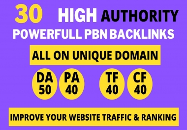 Get powerfull 30+ pbn backlink with high DA/PA/TF/CF ...
