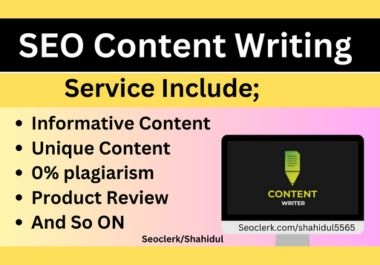 SEO website content writer,  article,  blog writer and product description depending on niche