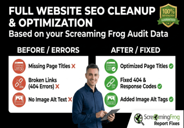 I will fix technical SEO,  onpage errors,  and screaming frog audit issues