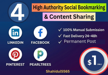 write and publish 4 high authority social bookmarks on top sites