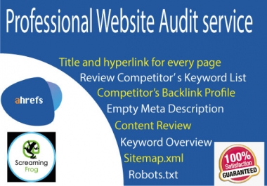 Professional website SEO audit with screaming frog and ahrefs