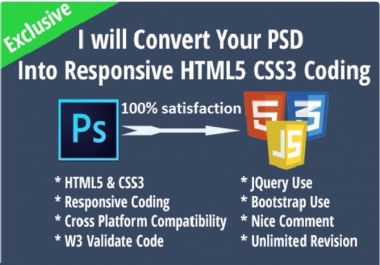 I can convert PSD to HTML responsive layout