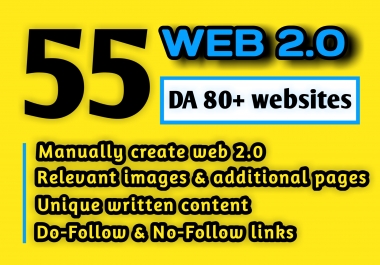 55 HQ DA 80+ WEB 2.0 BACKLINKS