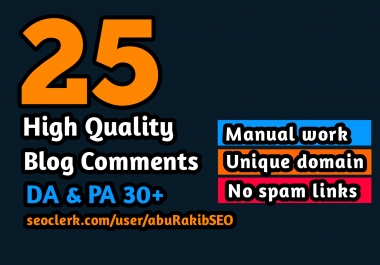 Manually create 25 High Quality Blog Comments