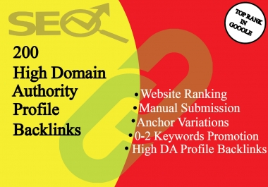 I Will Create 200 Manually High Quality Profile Backlink With High DA Sites For SEO Ranking