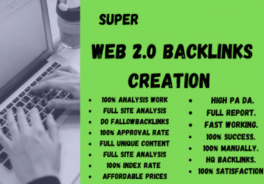 I will build 100 super HQ authority web 2.0 backlinks for website