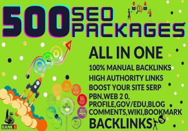 All In One 500 Manual Web 2 0,  PBN,  Profile,  Gov and Edu,  Blog Comments, Wiki,  Bookmark Backlinks