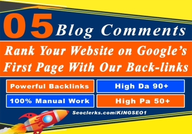 PROVIDE 05 Blog Comments POWERFUL BACKLINK HIGH DA 90+ PA 50+