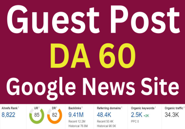I will write and Publish 2 Guest Post Google News Site DA 60+
