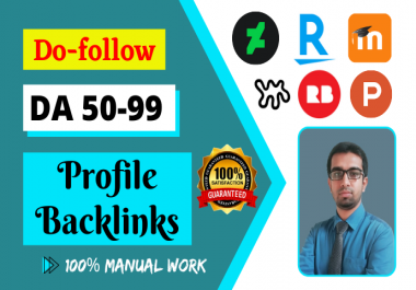 40 dofollow profile backlinks with DA 50-99