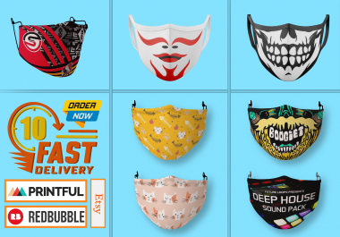I will design face,  surgical,  gaiter mask with any design in 10hours