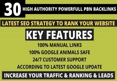 Get Powerfull 30 Permanent Pbn DA 40+ PA 35+ pr5+ Web2.0 Backlink With Unique 30 Website
