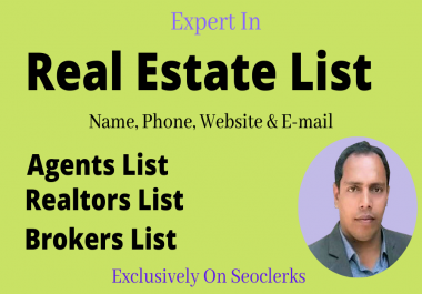 I will build real estate agents,  brokers,  realtors,  and email listing from your city