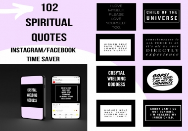102 Spiritual Quotes for Your Social Media,  Instagram,  Facebook Your Time Saving Bundle