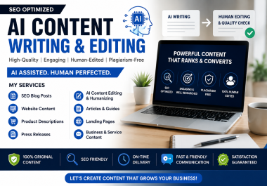 I will write SEO optimized AI content,  blog posts,  website content,  and product descriptions