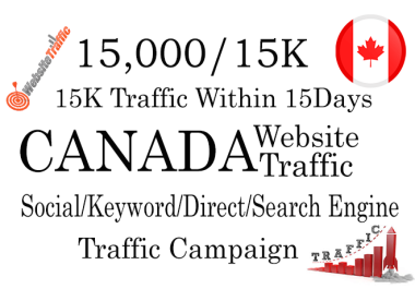 15K Canada Traffic within 15 days. Social/Keyword/Direct/Search Engine Targeted