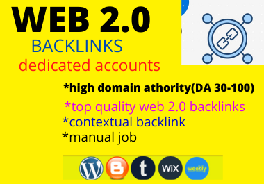 i will build 400 PLUS high quality and high DA web 2.0 backlinks.