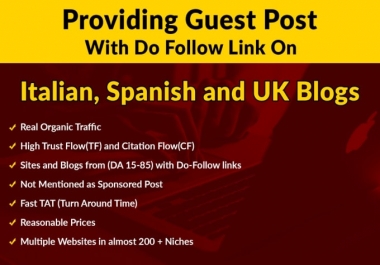 Providing link building service on UK,  Italian and Spanish blogs