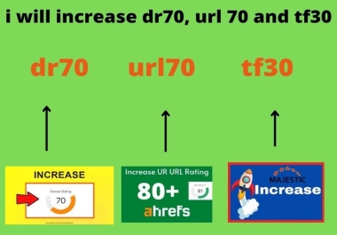 I will increase dr70 url 70 and tf30 with high quality backlinks