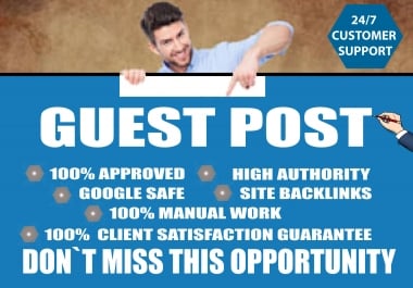 I Will Write and publish 6 guest post on high DA 65 to 80 websites